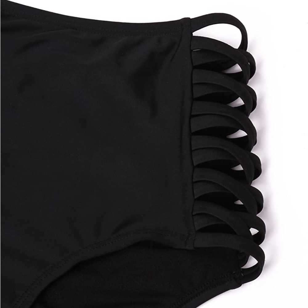 RELLECIGA Women's Strappy High Waisted Bikini Bottom Full Coverage Swim Briefs - Picture 6 of 12